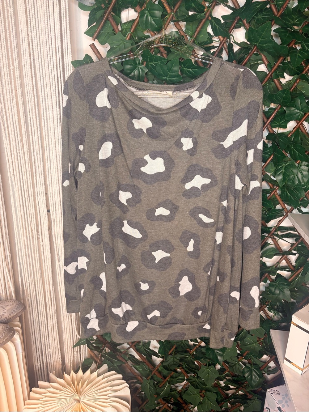 ADORA Olive & White Camo Long Sleeve Tee